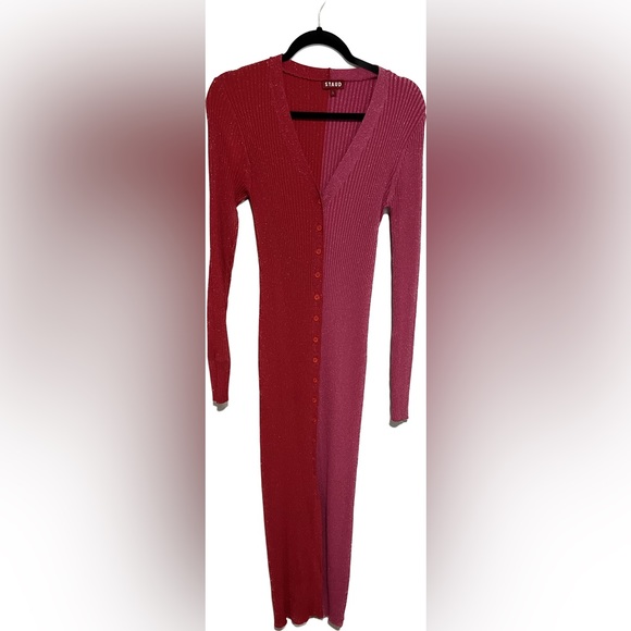 STAUD Barbiecore Dress Hot Pink Light Pink Sparkles Glitter size L - Picture 5 of 5